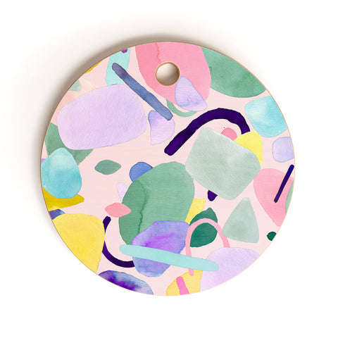 Ninola Design Abstract geometry dream Purple pink Cutting Board Round