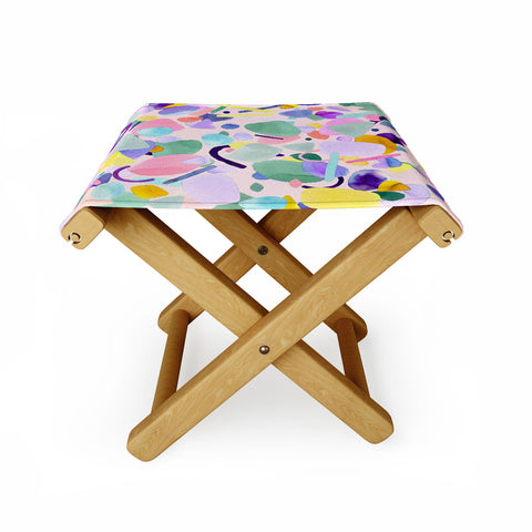 Ninola Design Abstract geometry dream Purple pink Folding Stool