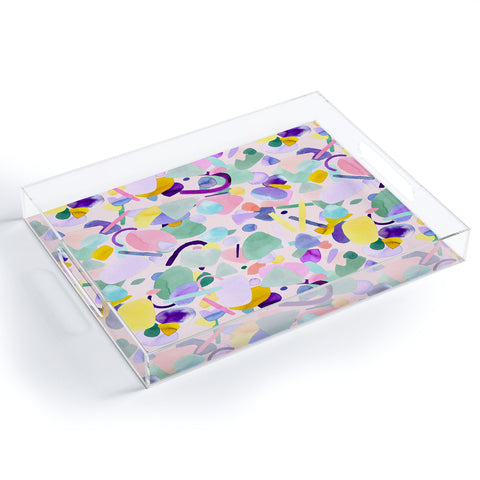 Ninola Design Abstract geometry dream Purple pink Acrylic Tray