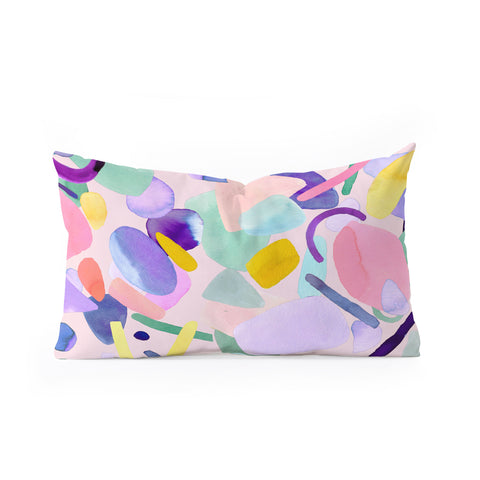 Ninola Design Abstract geometry dream Purple pink Oblong Throw Pillow