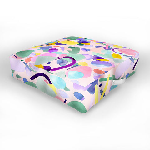 Ninola Design Abstract geometry dream Purple pink Outdoor Floor Cushion