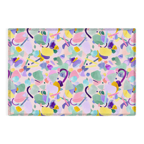 Ninola Design Abstract geometry dream Purple pink Outdoor Rug
