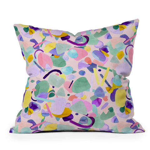Ninola Design Abstract geometry dream Purple pink Throw Pillow
