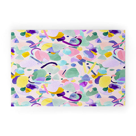 Ninola Design Abstract geometry dream Purple pink Welcome Mat