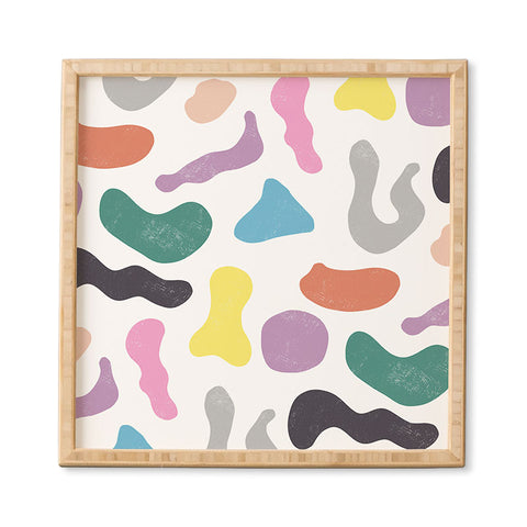 Ninola Design Abstract Memphis Shapes Red Framed Wall Art