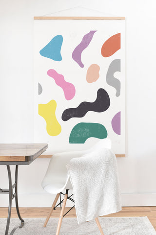 Ninola Design Abstract Memphis Shapes Red Art Print And Hanger