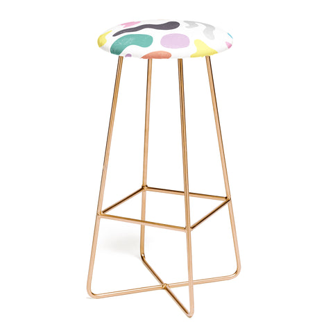 Ninola Design Abstract Memphis Shapes Red Bar Stool