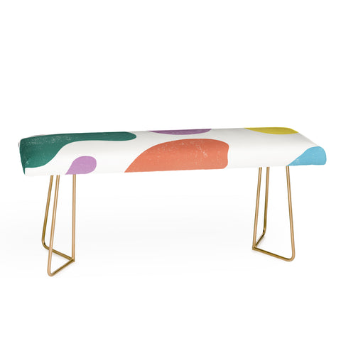 Ninola Design Abstract Memphis Shapes Red Bench