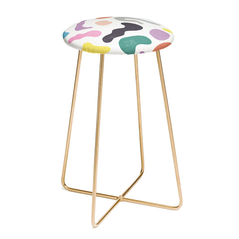 Ninola Design Abstract Memphis Shapes Red Counter Stool