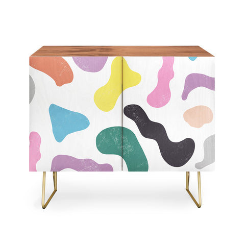 Ninola Design Abstract Memphis Shapes Red Credenza