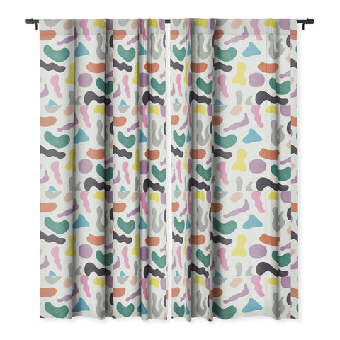 Ninola Design Abstract Memphis Shapes Red Blackout Window Curtain