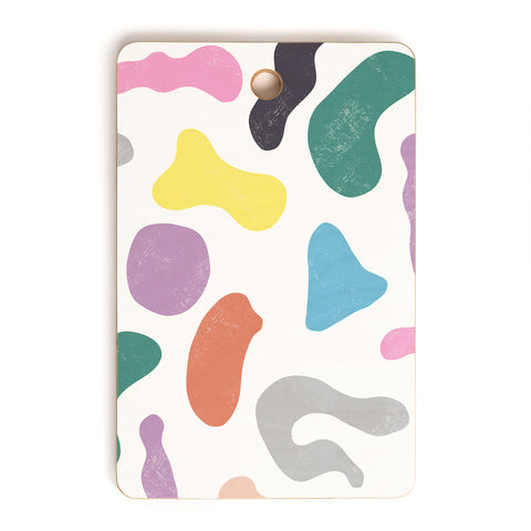 Ninola Design Abstract Memphis Shapes Red Cutting Board Rectangle