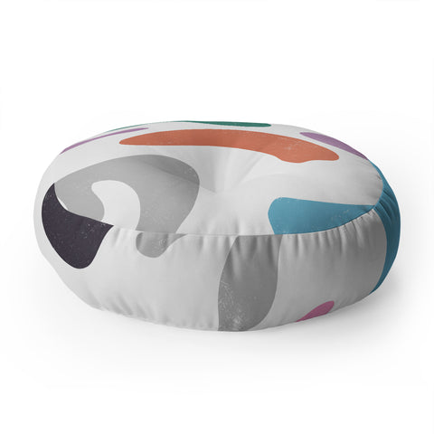 Ninola Design Abstract Memphis Shapes Red Floor Pillow Round