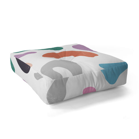 Ninola Design Abstract Memphis Shapes Red Floor Pillow Square