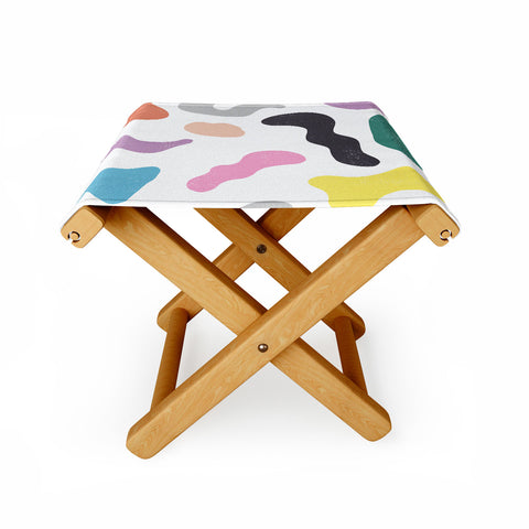 Ninola Design Abstract Memphis Shapes Red Folding Stool