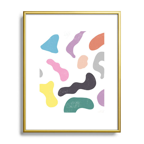 Ninola Design Abstract Memphis Shapes Red Metal Framed Art Print
