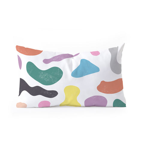 Ninola Design Abstract Memphis Shapes Red Oblong Throw Pillow