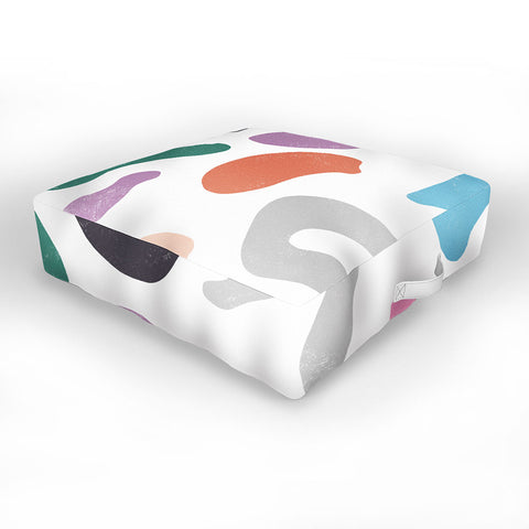 Ninola Design Abstract Memphis Shapes Red Outdoor Floor Cushion