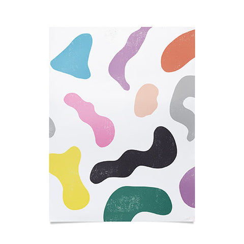 Ninola Design Abstract Memphis Shapes Red Poster