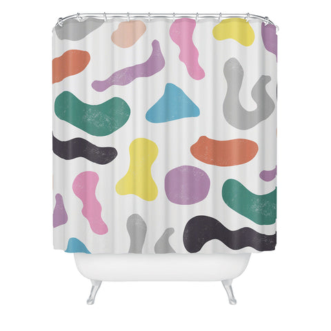 Ninola Design Abstract Memphis Shapes Red Shower Curtain