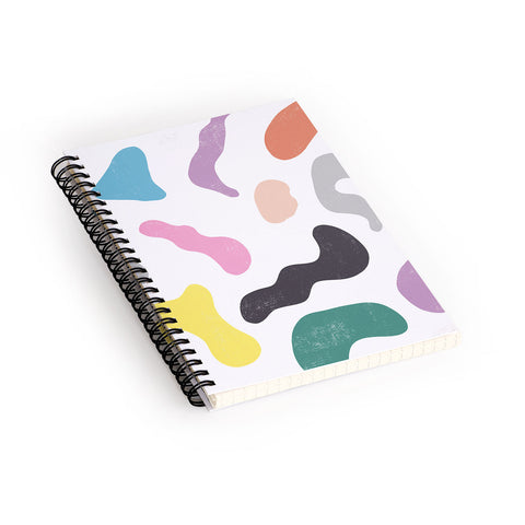 Ninola Design Abstract Memphis Shapes Red Spiral Notebook