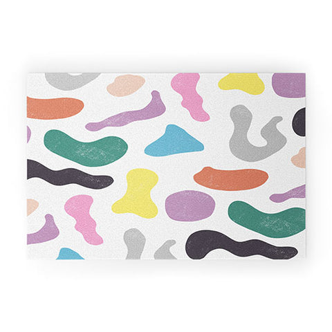 Ninola Design Abstract Memphis Shapes Red Welcome Mat