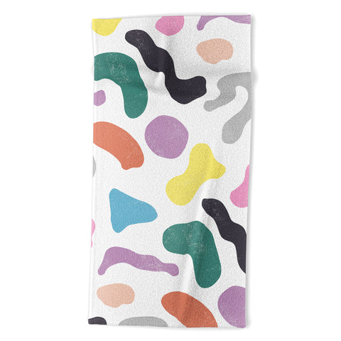 Ninola Design Abstract Memphis Shapes Red Beach Towel