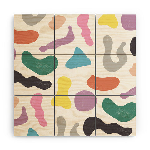 Ninola Design Abstract Memphis Shapes Red Wood Wall Mural