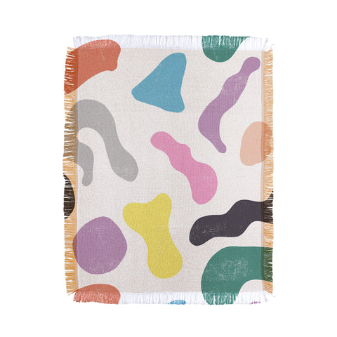 Ninola Design Abstract Memphis Shapes Red Throw Blanket