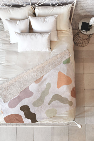 Ninola Design Abstract Memphis Terracota Fleece Throw Blanket