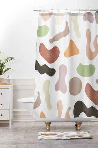 Ninola Design Abstract Memphis Terracota Shower Curtain And Mat