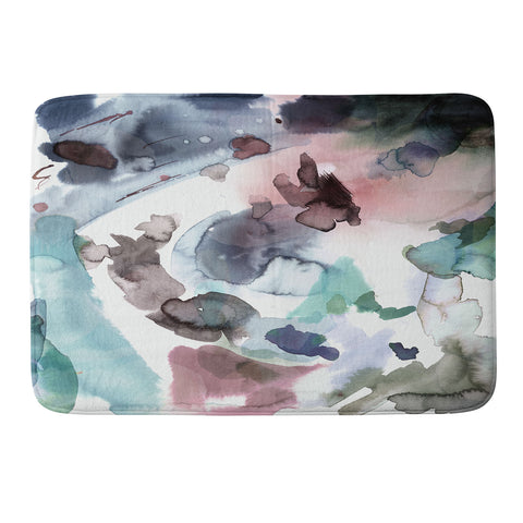 Ninola Design Abstract Painting Blue Pink Memory Foam Bath Mat