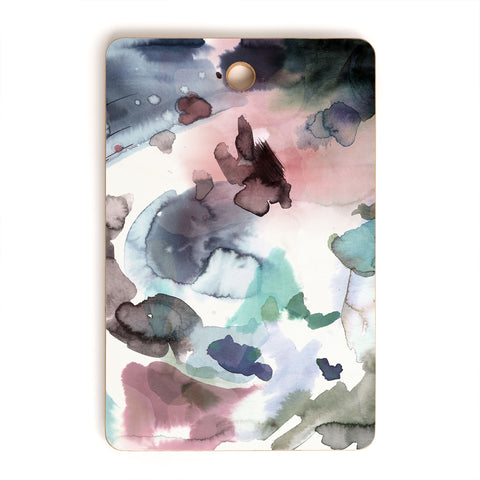 Ninola Design Abstract Painting Blue Pink Cutting Board Rectangle