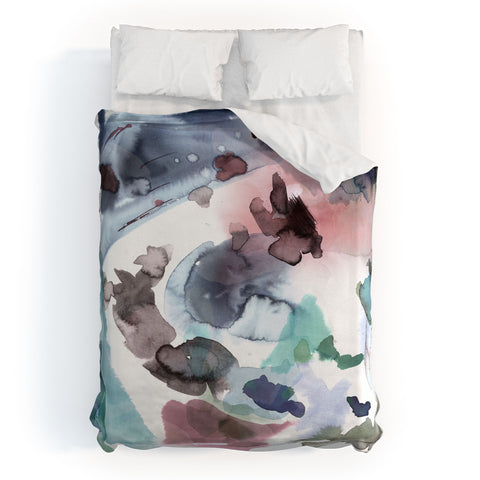 Ninola Design Abstract Painting Blue Pink Duvet Cover