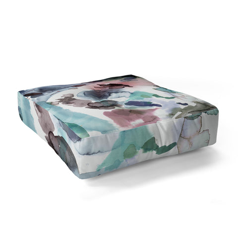 Ninola Design Abstract Painting Blue Pink Floor Pillow Square