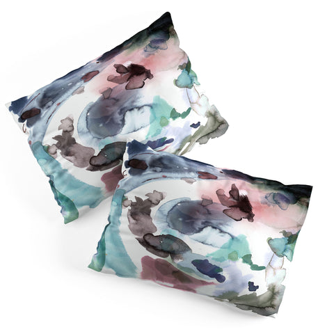 Ninola Design Abstract Painting Blue Pink Pillow Shams