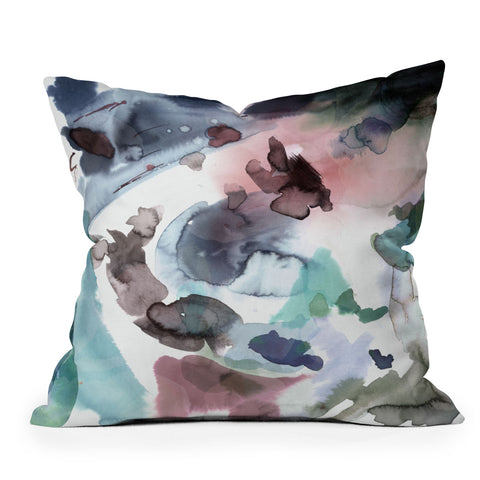 Ninola Design Abstract Painting Blue Pink Throw Pillow