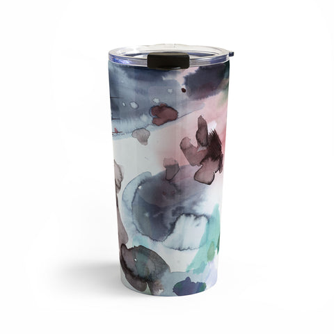 Ninola Design Abstract Painting Blue Pink Travel Mug