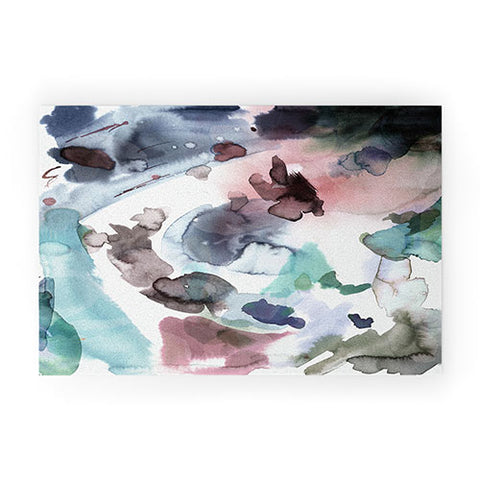 Ninola Design Abstract Painting Blue Pink Welcome Mat