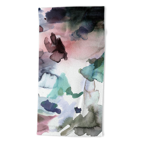 Ninola Design Abstract Painting Blue Pink Beach Towel