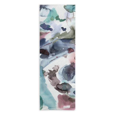 Ninola Design Abstract Painting Blue Pink Yoga Towel