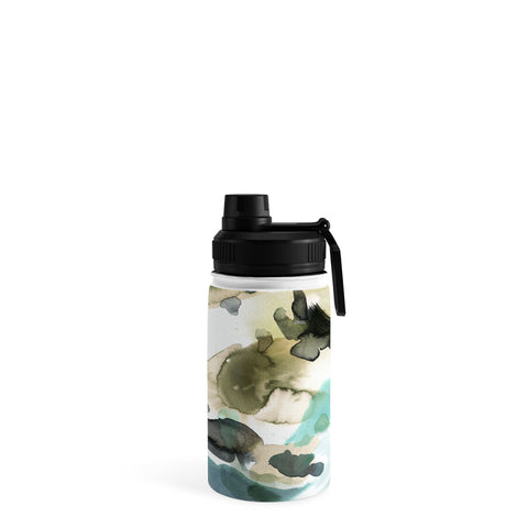 Ninola Design Abstract Painting Gold Blue Water Bottle