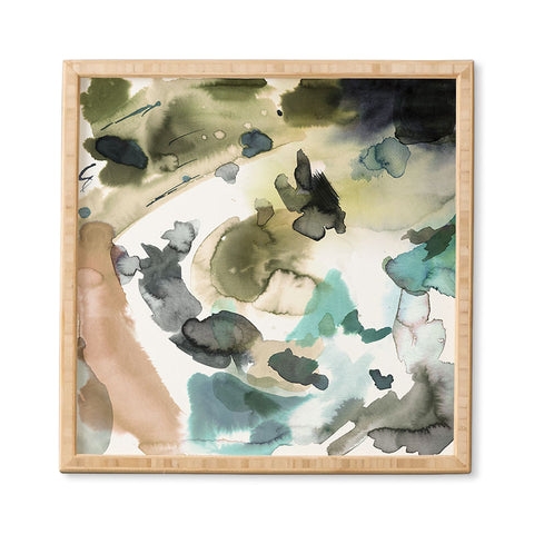 Ninola Design Abstract Painting Gold Blue Framed Wall Art