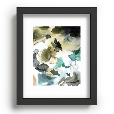 Ninola Design Abstract Painting Gold Blue Recessed Framing Rectangle