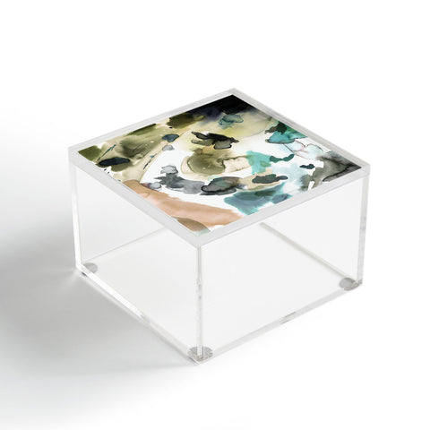 Ninola Design Abstract Painting Gold Blue Acrylic Box