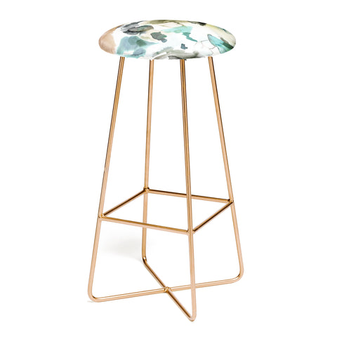 Ninola Design Abstract Painting Gold Blue Bar Stool