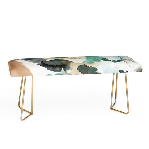 Ninola Design Abstract Painting Gold Blue Bench