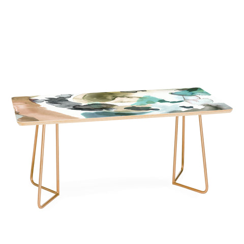 Ninola Design Abstract Painting Gold Blue Coffee Table