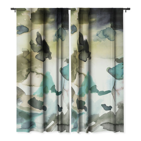 Ninola Design Abstract Painting Gold Blue Blackout Non Repeat