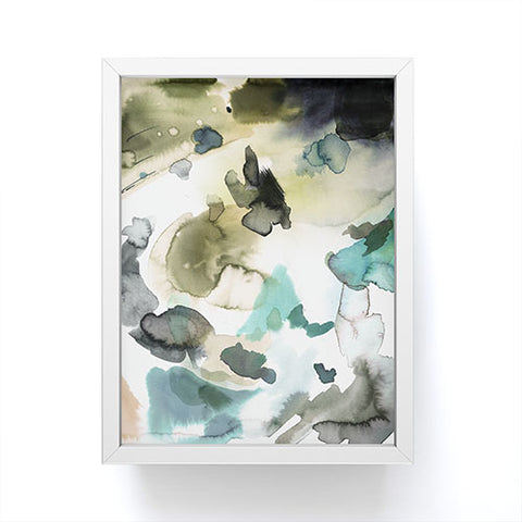 Ninola Design Abstract Painting Gold Blue Framed Mini Art Print